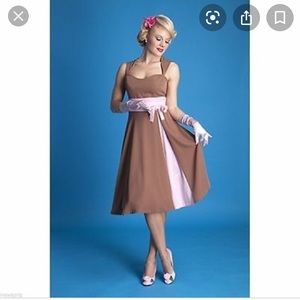 Tatyana Brown and Pink Retro Flamingo Dress